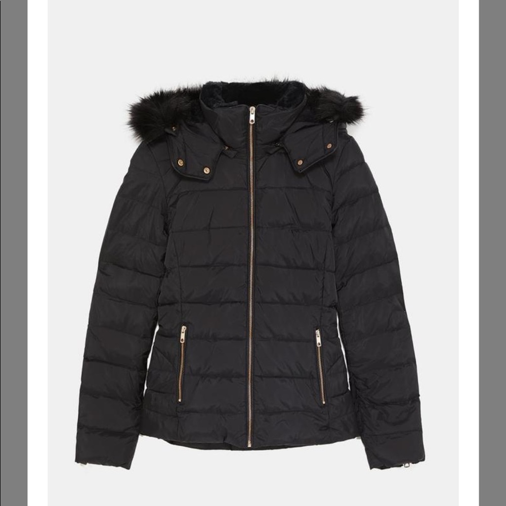 Zara hooded down puffer jacket